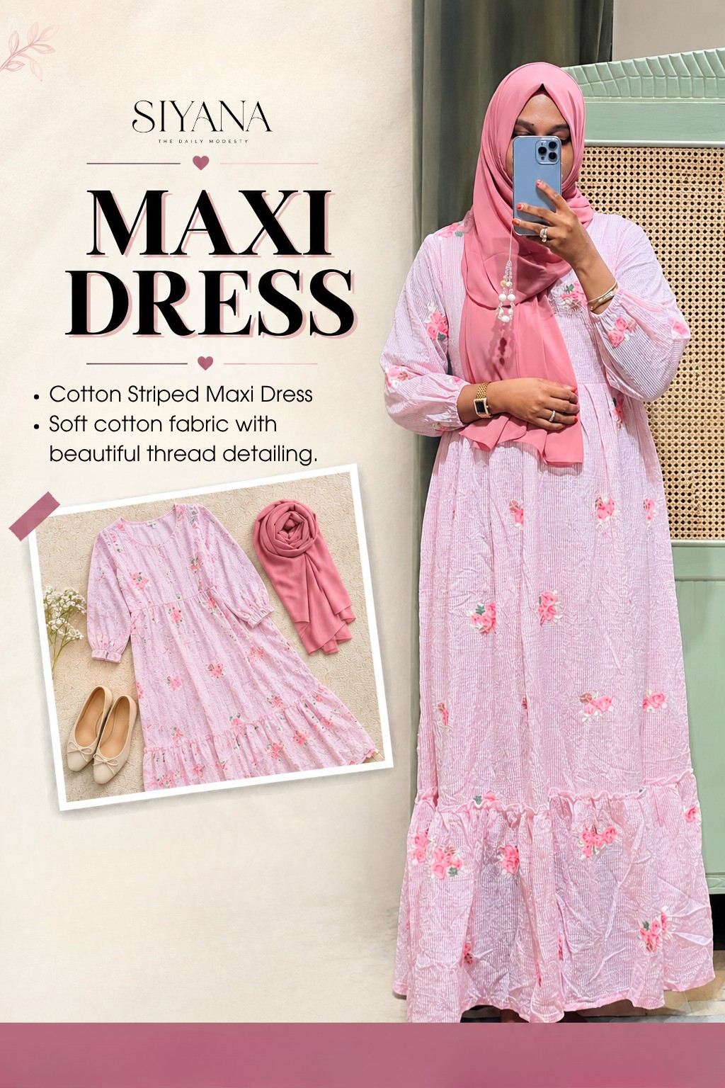 Cotton Striped Maxi Dress