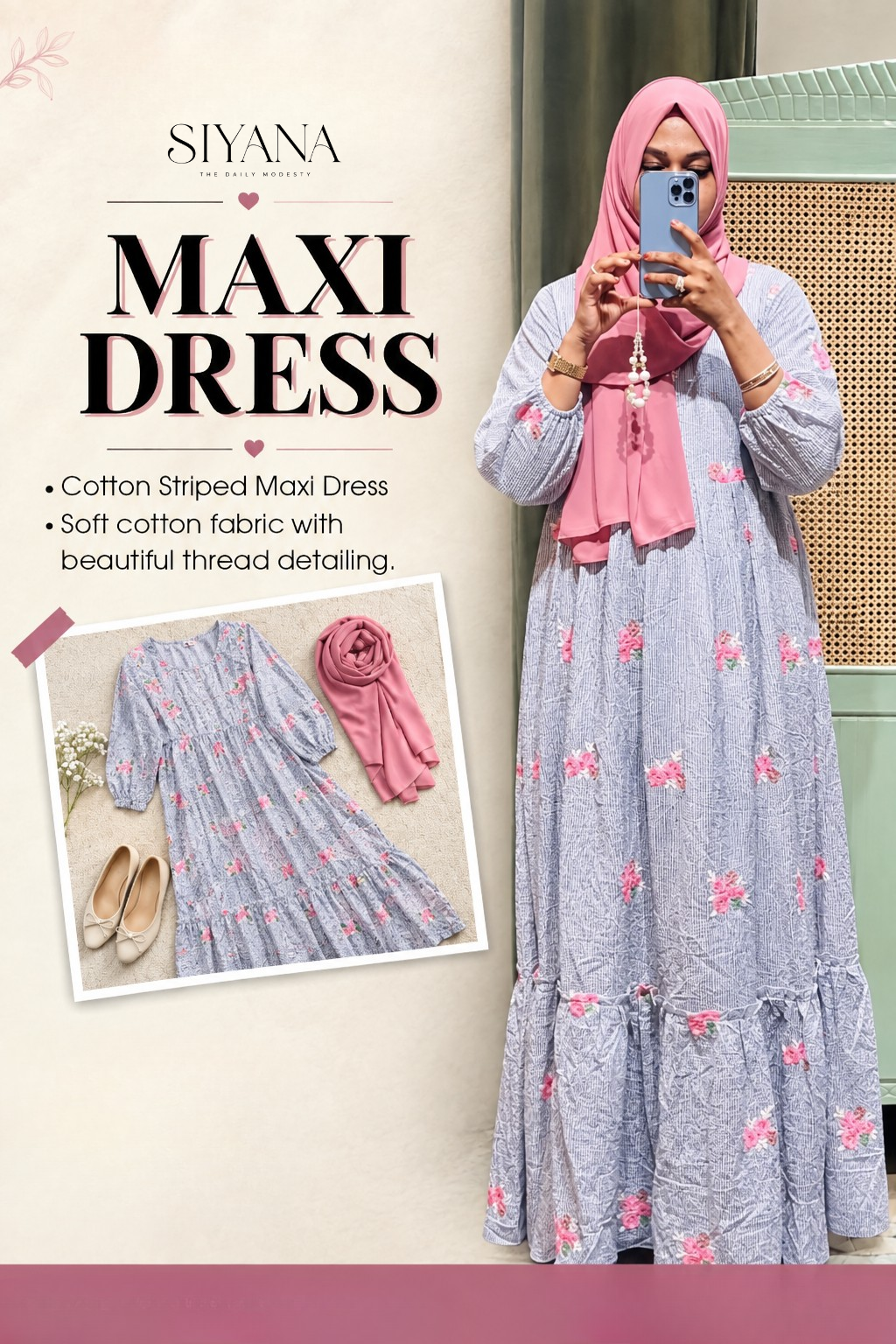 Cotton Striped Maxi Dress