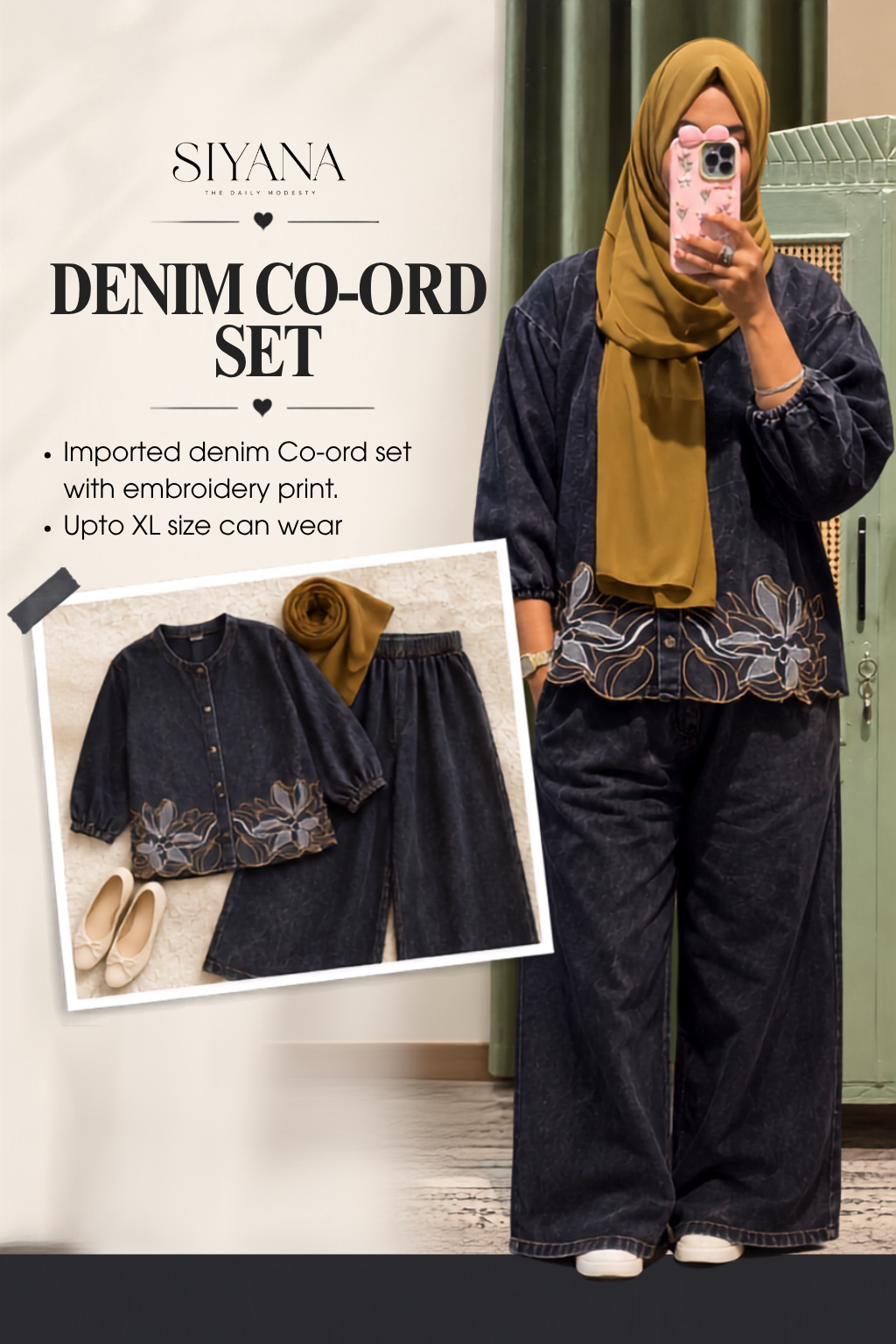 Embroidered Denim Co-ord Set