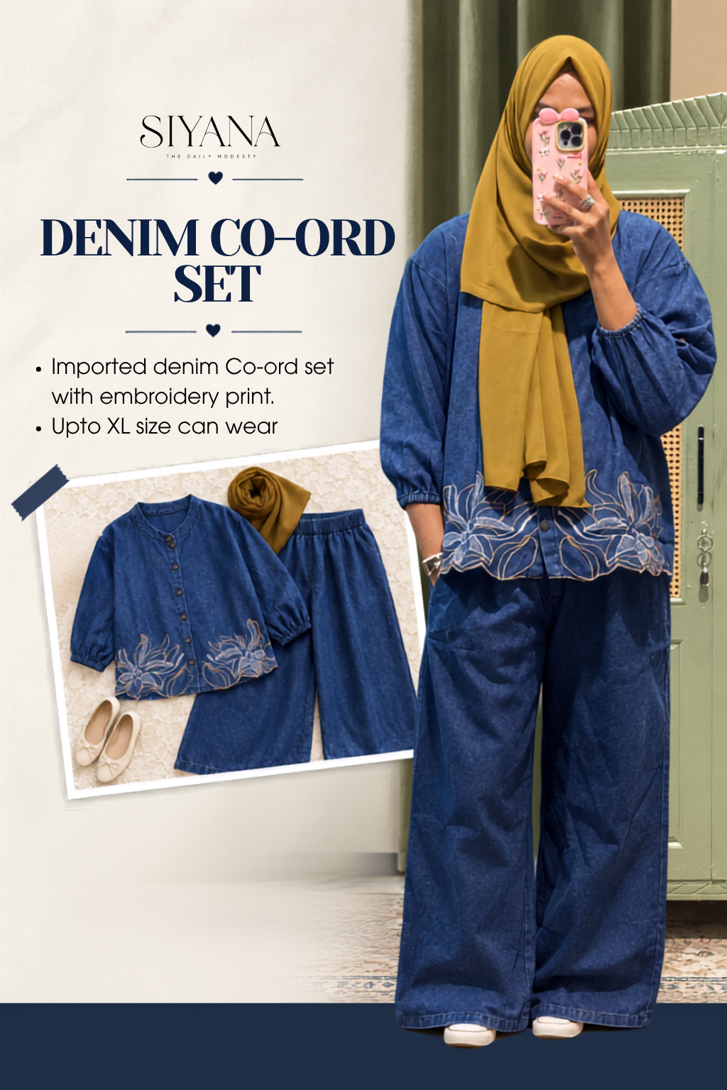 Embroidered Denim Co-ord Set