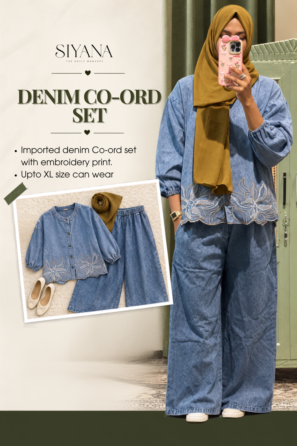 Embroidered Denim Co-ord Set