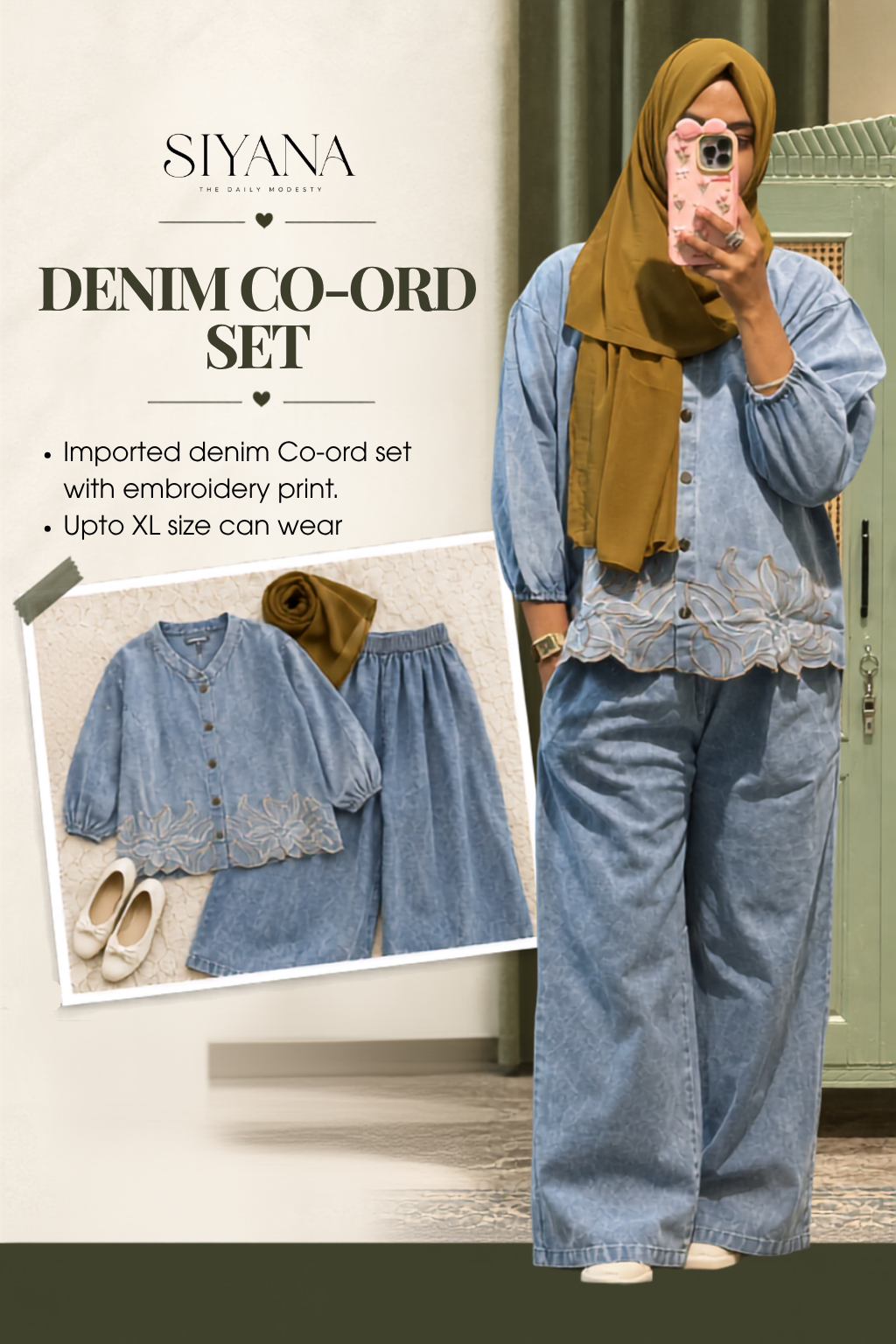 Embroidered Denim Co-ord Set
