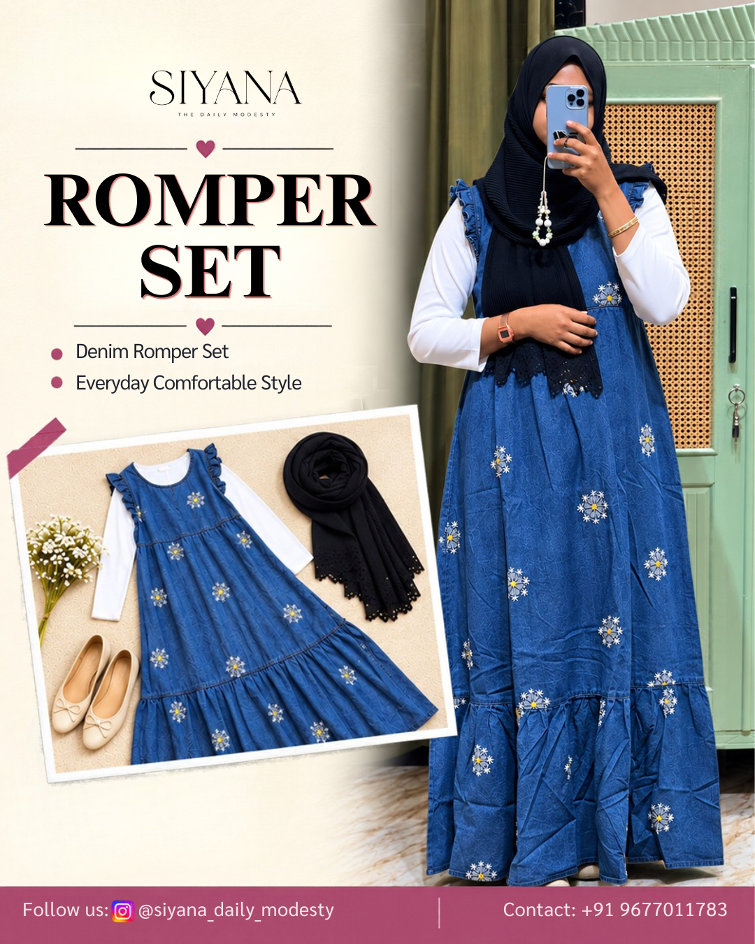 Denim Romper Set