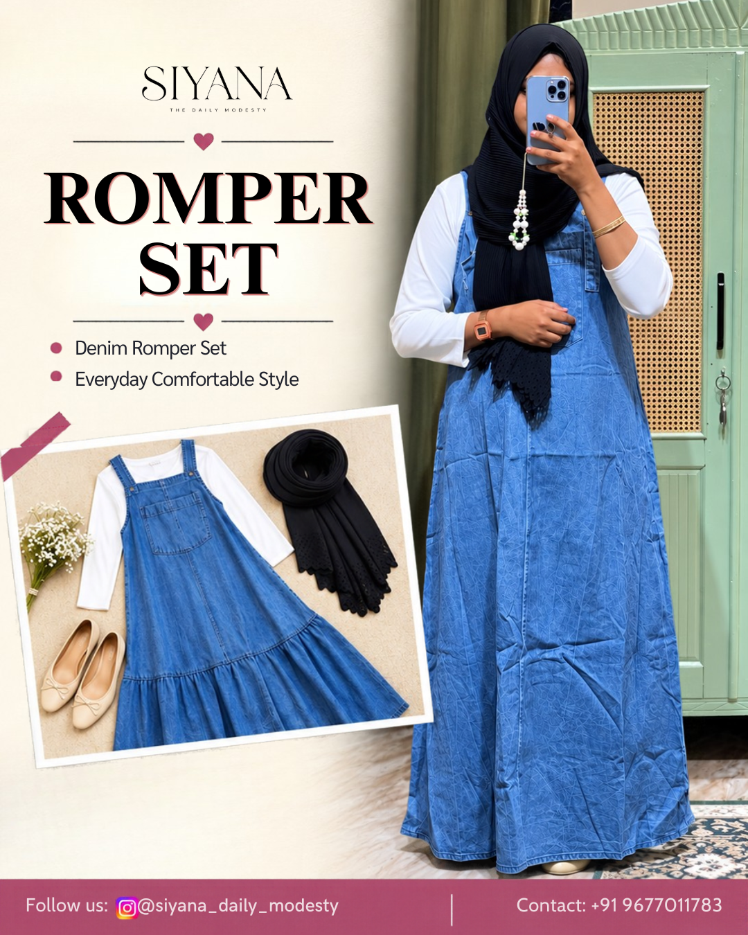 Denim Romper Set