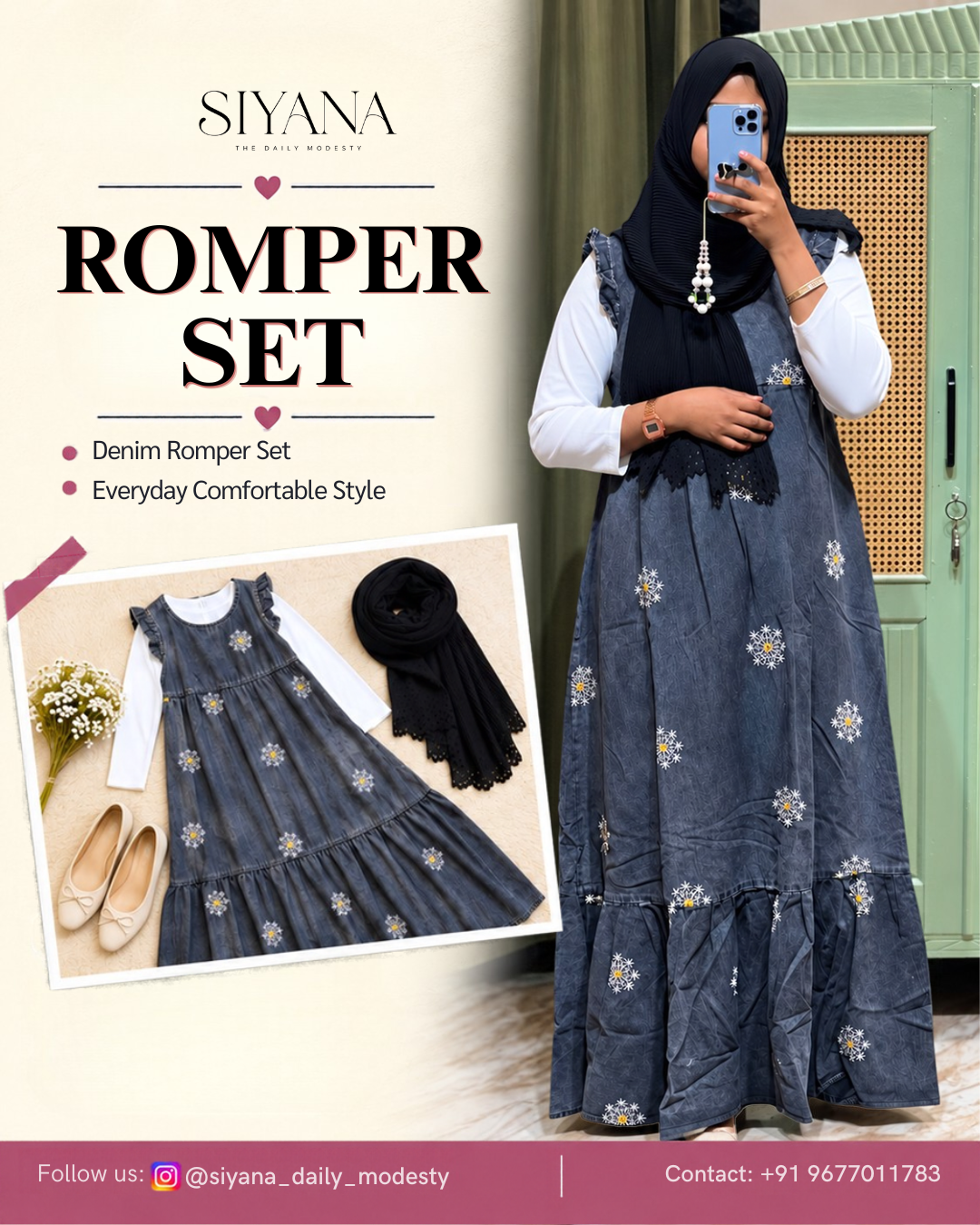 Denim Romper Set